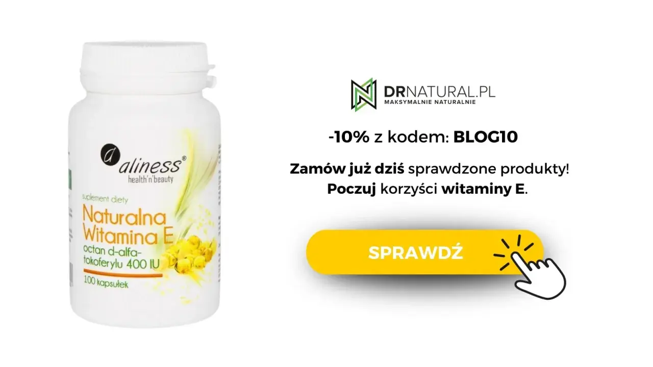 Suplement diety Naturalna Witamina E od Aliness. Odkryj jej wszechstronne właściwości. Zamów z kodem BLOG10.