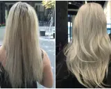 Przed i po zabiegu Olaplex. Włosy z matowych i suchych stały się lśniące i zdrowe. Olaplex efekty widoczne od razu!
