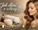 Jak odżywić włosy? Pielęgnacja krok po kroku: mycie, odżywka, maska, olejowanie. Piękna kobieta z lśniącymi włosami.