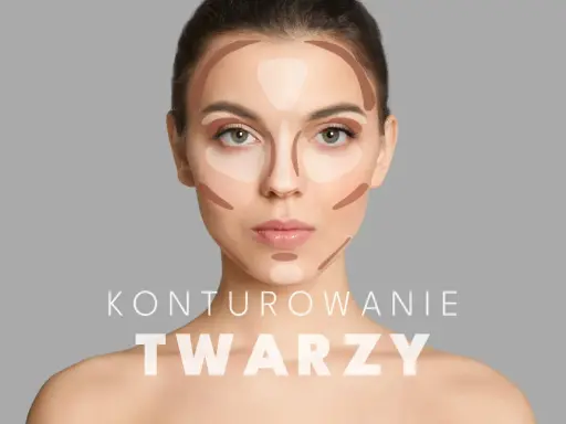Modelka z zaznaczonymi cieniami i rozświetlaczami do konturowania twarzy.