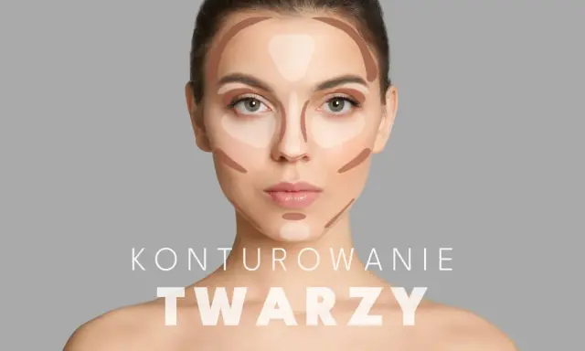 Modelka z zaznaczonymi cieniami i rozświetlaczami do konturowania twarzy.